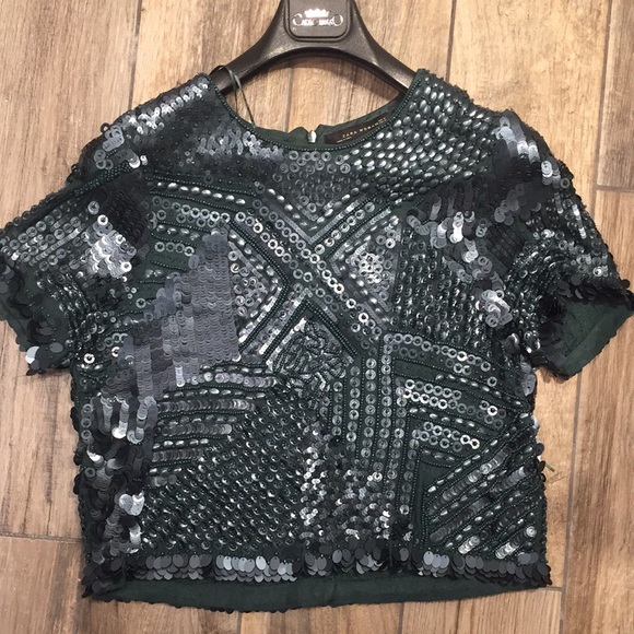 Zara Turquoise Sequin Shirt - Medium - Picture 2 of 7
